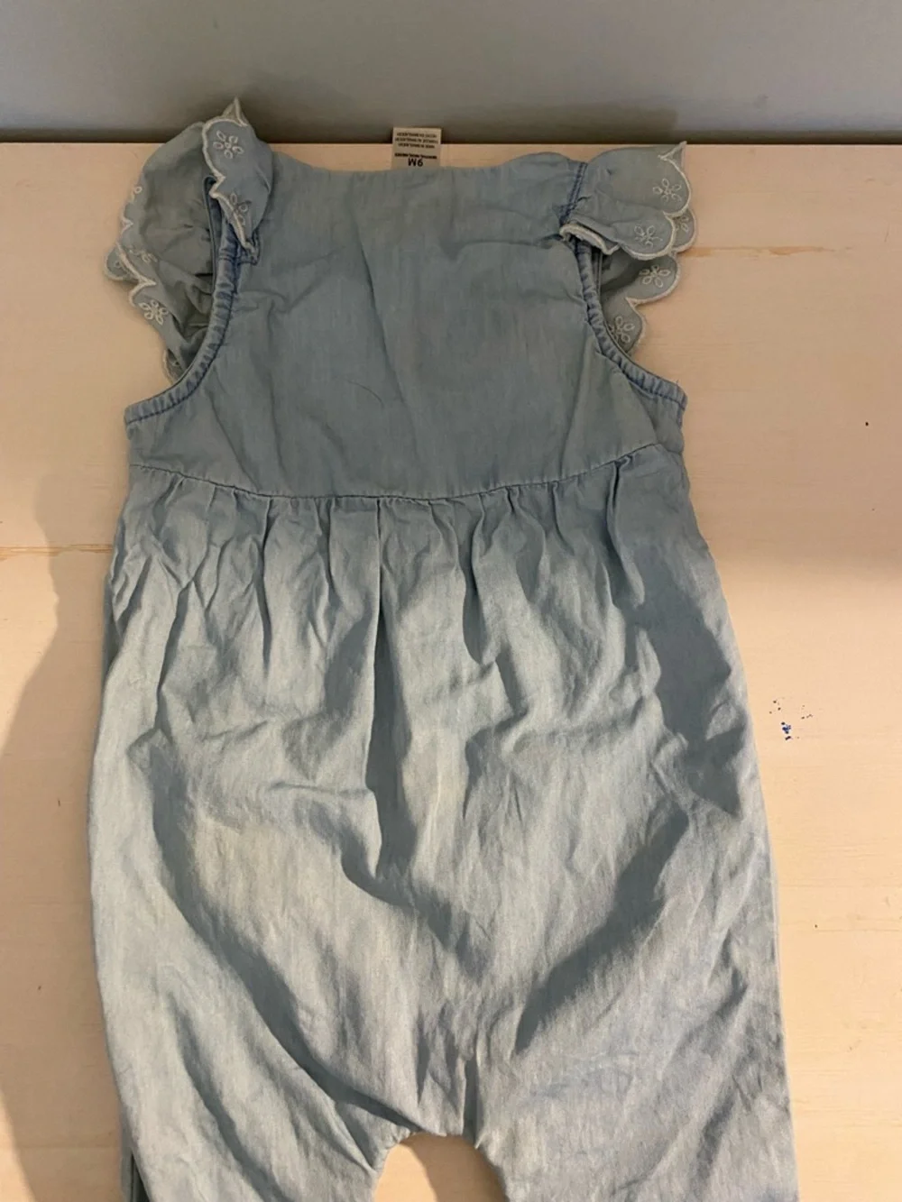 Oshkosh Bgosh Light Blue Ruffle Shoulder Kids Romper